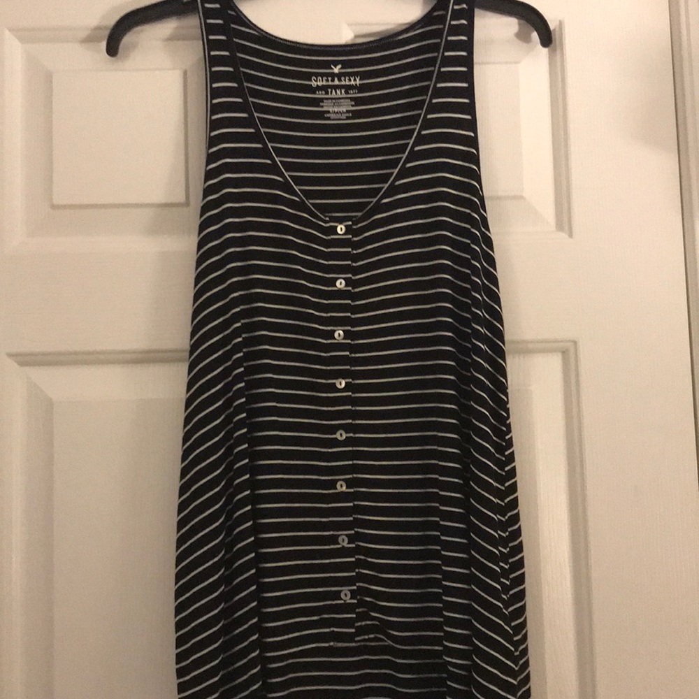 Black and white striped tank